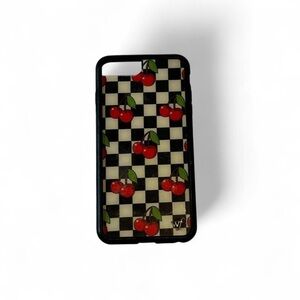 Wildflower Cherry Checkered Phone Case - Black and Red